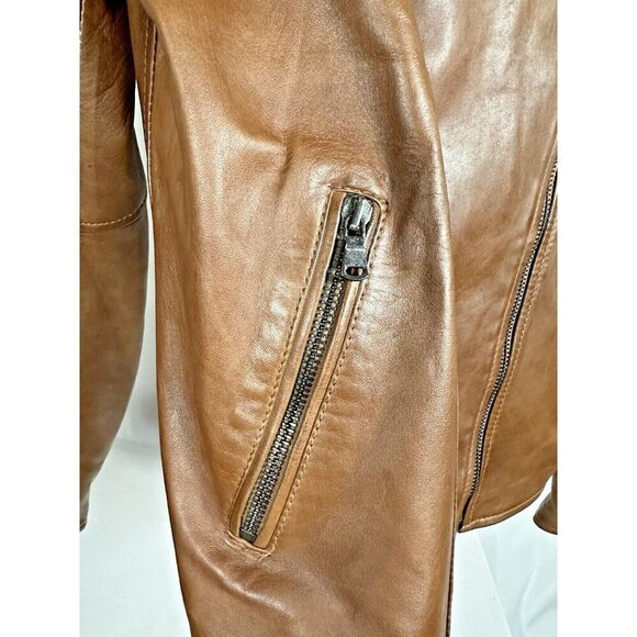 Factory Firenze Soft Italian Leather Women’s Jacket Sz M Zip Front,SleevesPocket - Picture 2 of 12